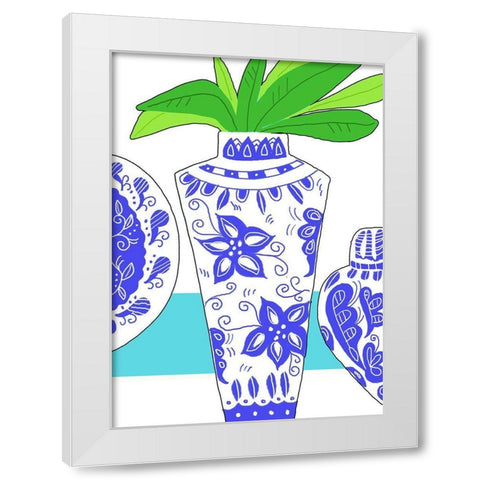 Blue Vase I White Modern Wood Framed Art Print by Mosher, Deidre