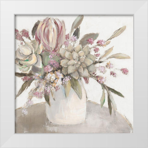 Neutral Succulents With Soft Outlook White Modern Wood Framed Art Print by Loreth, Lanie