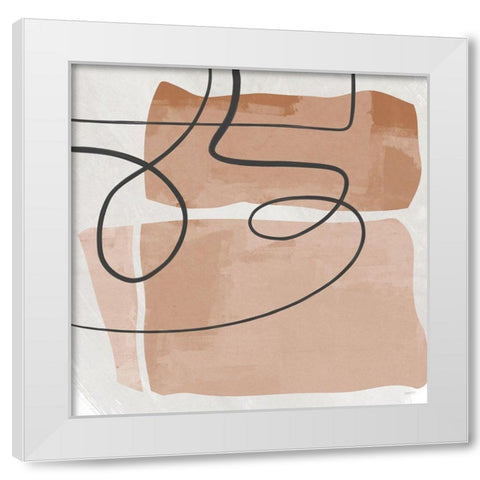 Terracotta Line Design Square White Modern Wood Framed Art Print by Meneely, Dan