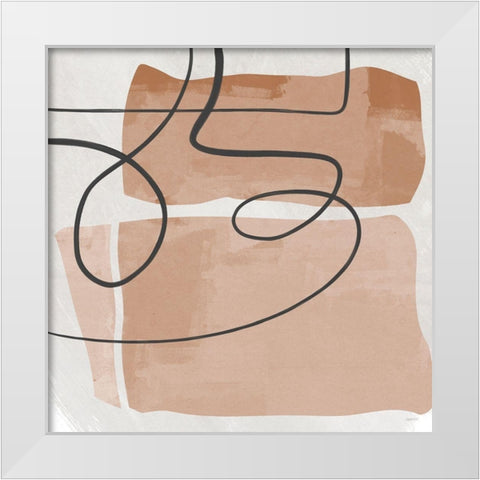 Terracotta Line Design Square White Modern Wood Framed Art Print by Meneely, Dan