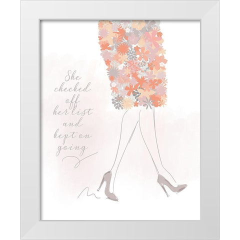 She Kept On Going White Modern Wood Framed Art Print by Quach, Anna