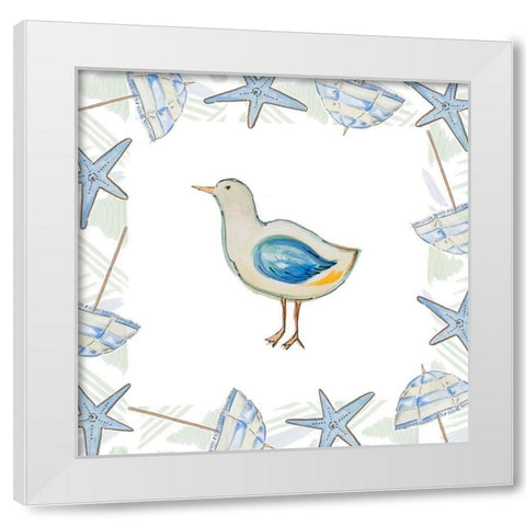 Birds On The Beach II White Modern Wood Framed Art Print by Del Sol, Ani