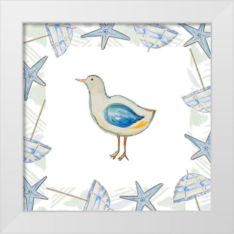 Birds On The Beach II White Modern Wood Framed Art Print by Del Sol, Ani