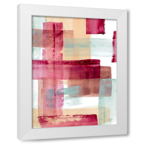 Rose and Peach I White Modern Wood Framed Art Print by Loreth, Lanie