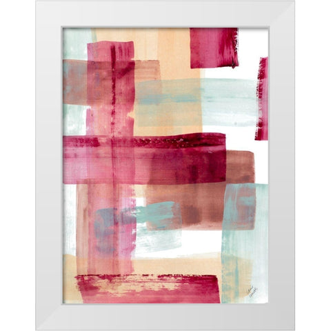 Rose and Peach I White Modern Wood Framed Art Print by Loreth, Lanie