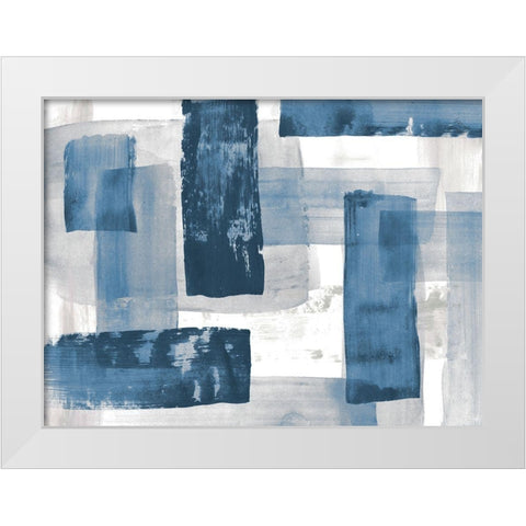 Navy Blue And Gray White Modern Wood Framed Art Print by Loreth, Lanie