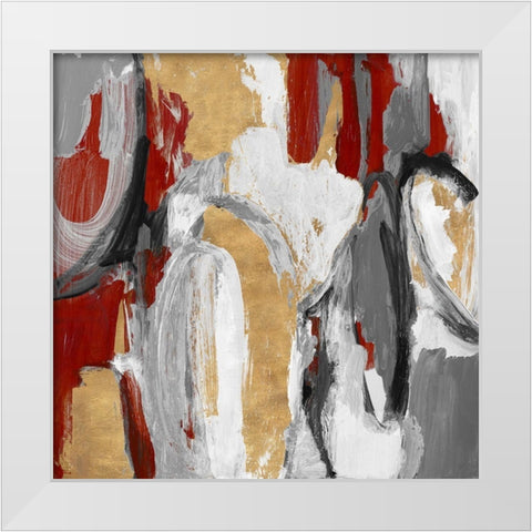 Red and Gold City Symphony I White Modern Wood Framed Art Print by Loreth, Lanie