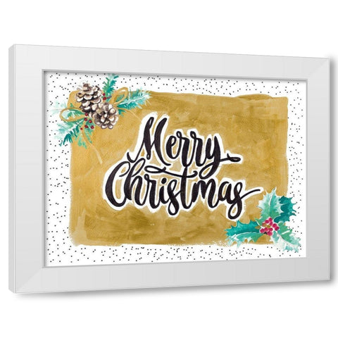 Merry Christmas White Modern Wood Framed Art Print by Pinto, Patricia