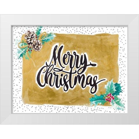 Merry Christmas White Modern Wood Framed Art Print by Pinto, Patricia