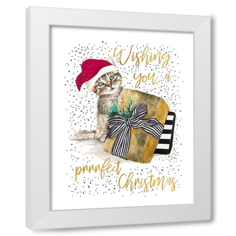 Wishing You A Prrrfect Christmas White Modern Wood Framed Art Print by Pinto, Patricia