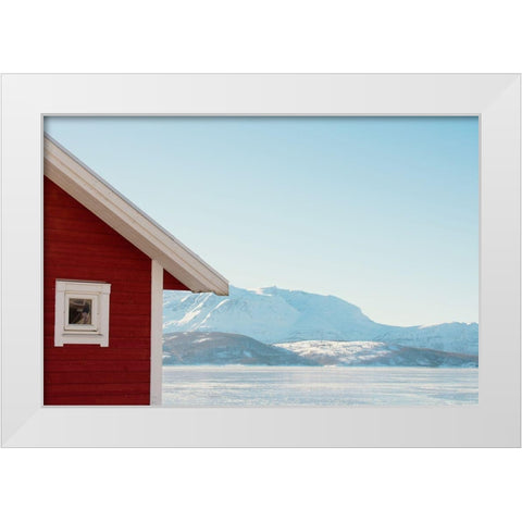 Winter Cabin White Modern Wood Framed Art Print by Wilson, Kali