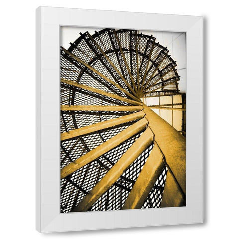 Golden Staircase Spiral White Modern Wood Framed Art Print by Wilson, Kali