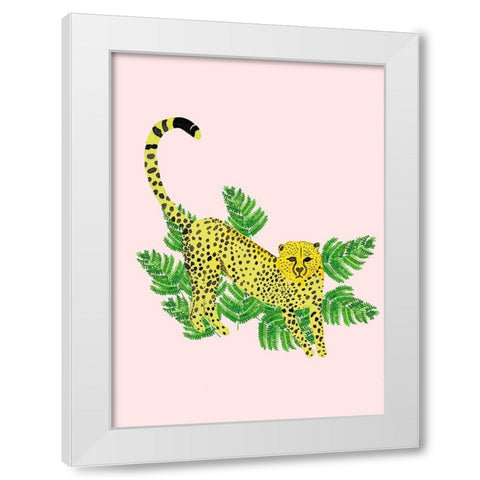 Cheetah On The Lookout I White Modern Wood Framed Art Print by Bucheli, Jen