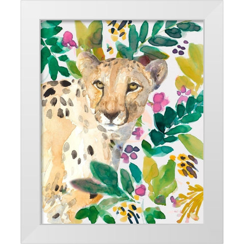 Garden Cheetah White Modern Wood Framed Art Print by Loreth, Lanie