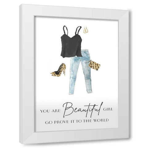 You Are Beautiful Girl White Modern Wood Framed Art Print by Loreth, Lanie