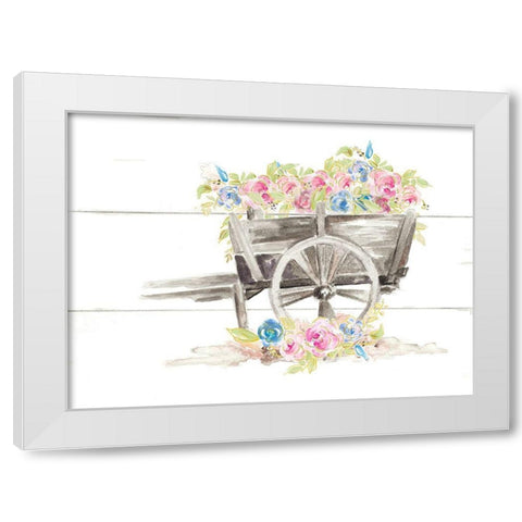 Wood Cart Floral White Modern Wood Framed Art Print by Pinto, Patricia
