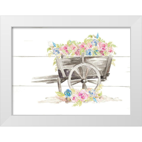 Wood Cart Floral White Modern Wood Framed Art Print by Pinto, Patricia