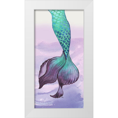 Mermaid Tail Teal White Modern Wood Framed Art Print by Medley, Elizabeth