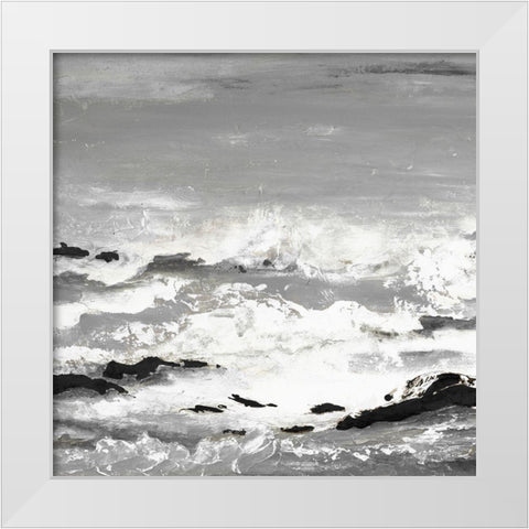 Rocks and Waves White Modern Wood Framed Art Print by Pinto, Patricia