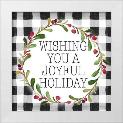 Joyful Holiday Plaid White Modern Wood Framed Art Print by Loreth, Lanie