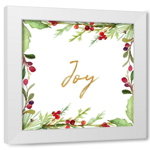 Holly Branches Joy White Modern Wood Framed Art Print by Loreth, Lanie
