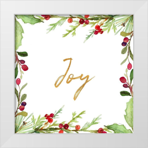 Holly Branches Joy White Modern Wood Framed Art Print by Loreth, Lanie