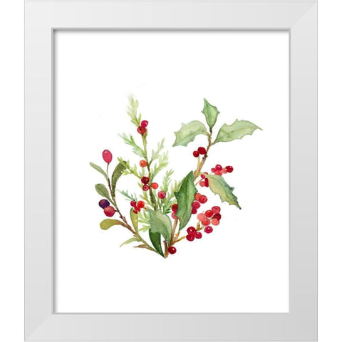 Holly Branches I White Modern Wood Framed Art Print by Loreth, Lanie