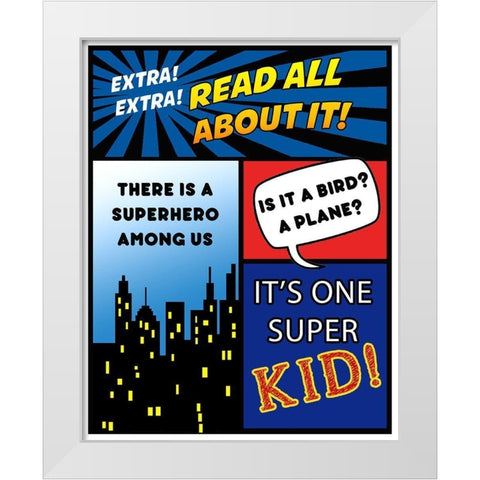 Super Kid White Modern Wood Framed Art Print by Quach, Anna