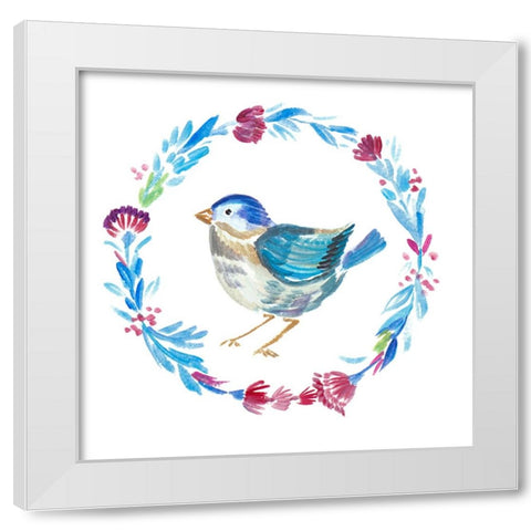 Little Bird Floral IV White Modern Wood Framed Art Print by Del Sol, Ani