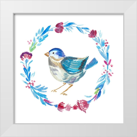 Little Bird Floral IV White Modern Wood Framed Art Print by Del Sol, Ani
