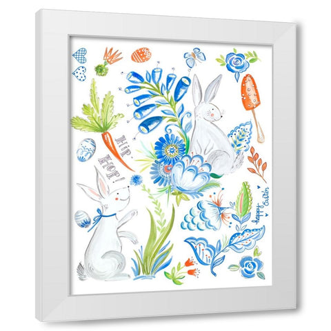 Happy Easter Bunnies White Modern Wood Framed Art Print by Del Sol, Ani