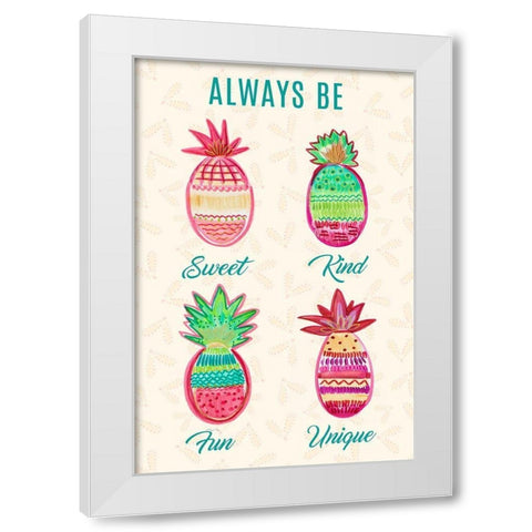 Pineapple Mix White Modern Wood Framed Art Print by Del Sol, Ani