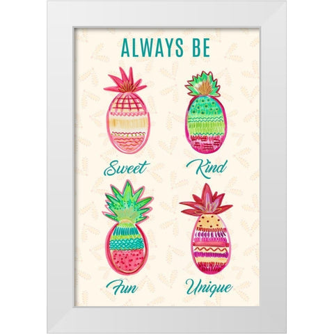 Pineapple Mix White Modern Wood Framed Art Print by Del Sol, Ani