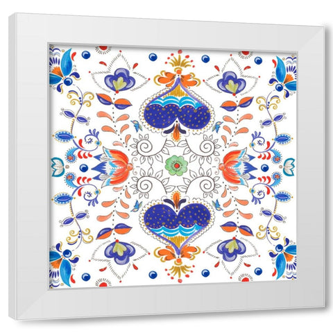 Retro Floral I White Modern Wood Framed Art Print by Del Sol, Ani
