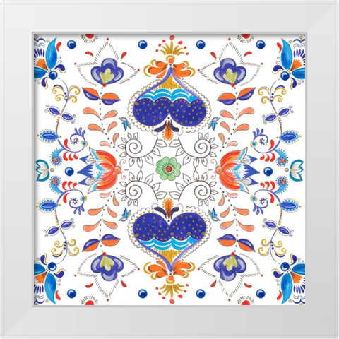 Retro Floral I White Modern Wood Framed Art Print by Del Sol, Ani