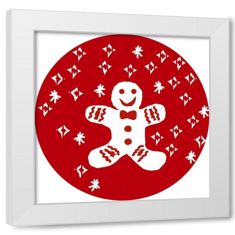 Christmas Deco Circle III White Modern Wood Framed Art Print by Biscardi, Nicholas