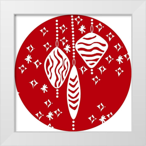 Christmas Deco Circle I White Modern Wood Framed Art Print by Biscardi, Nicholas