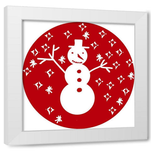 Christmas Deco Circle IV White Modern Wood Framed Art Print by Biscardi, Nicholas