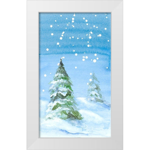 Snowy Pines White Modern Wood Framed Art Print by Loreth, Lanie