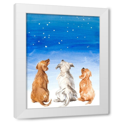 Three Dogs Star Gazing White Modern Wood Framed Art Print by Loreth, Lanie