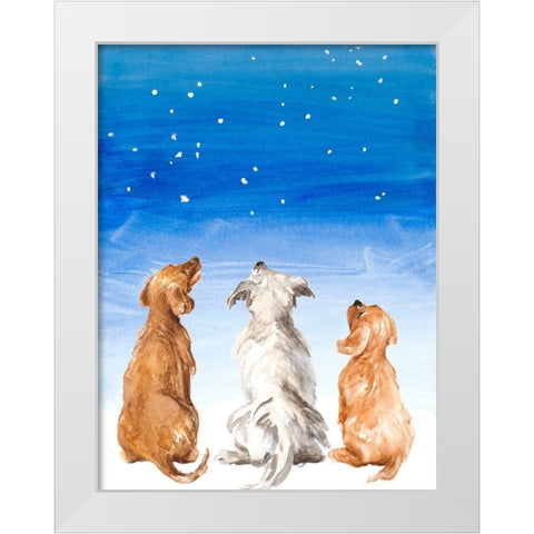 Three Dogs Star Gazing White Modern Wood Framed Art Print by Loreth, Lanie