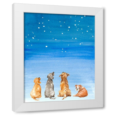 Four Dogs Star Gazing White Modern Wood Framed Art Print by Loreth, Lanie