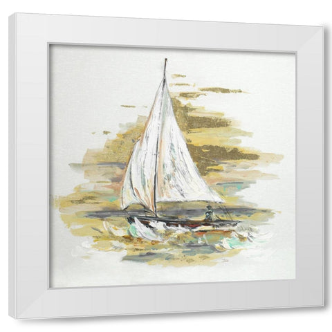 Sailing at Sunset I White Modern Wood Framed Art Print by Pinto, Patricia