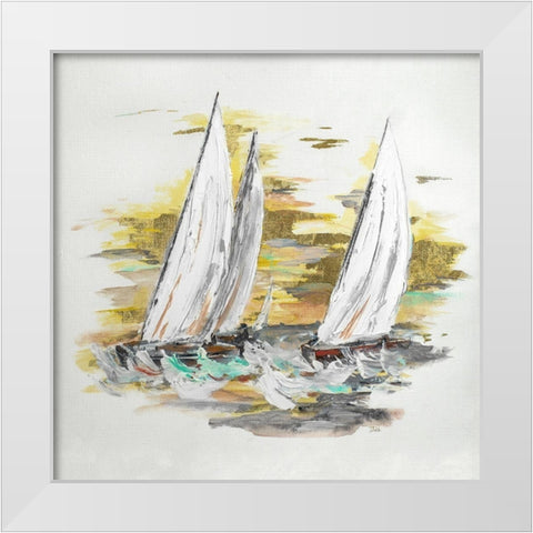 Sailing at Sunset II White Modern Wood Framed Art Print by Pinto, Patricia