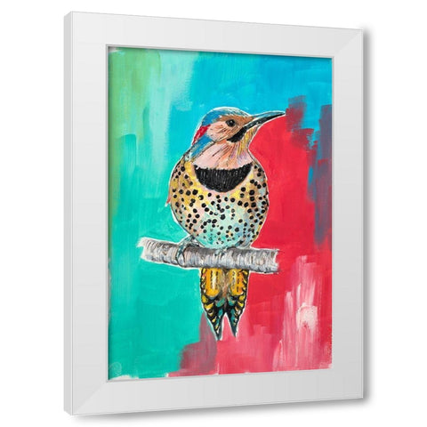 Woodpecker I White Modern Wood Framed Art Print by Pinto, Patricia