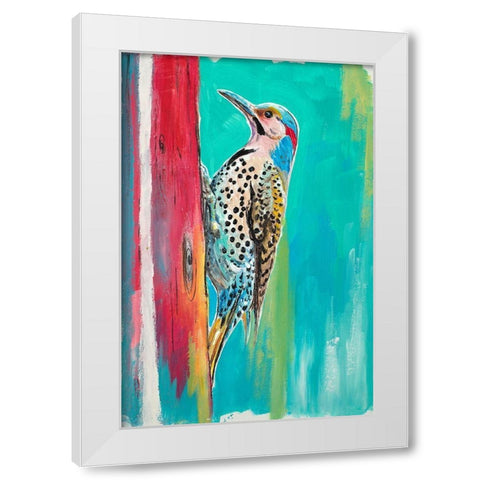 Woodpecker II White Modern Wood Framed Art Print by Pinto, Patricia