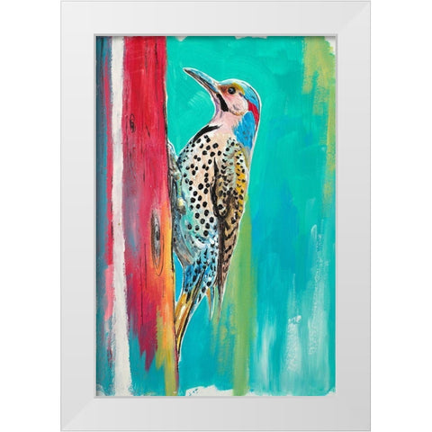 Woodpecker II White Modern Wood Framed Art Print by Pinto, Patricia