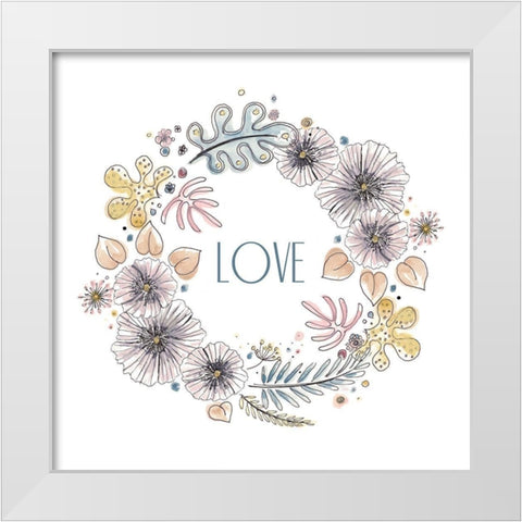 Nature Love Wreath White Modern Wood Framed Art Print by Pinto, Patricia