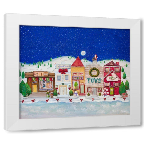 Christmas Village I White Modern Wood Framed Art Print by Diannart