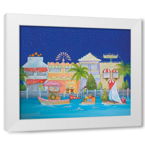 Christmas Village I White Modern Wood Framed Art Print by Diannart